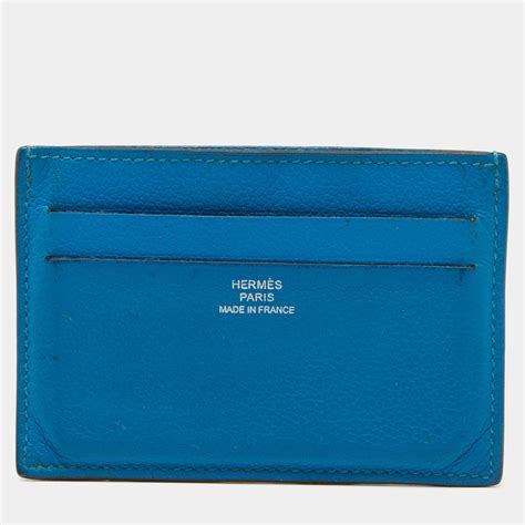 BNIB Hermes Citizen Twill Card Holder Evercolor Bleu Océan